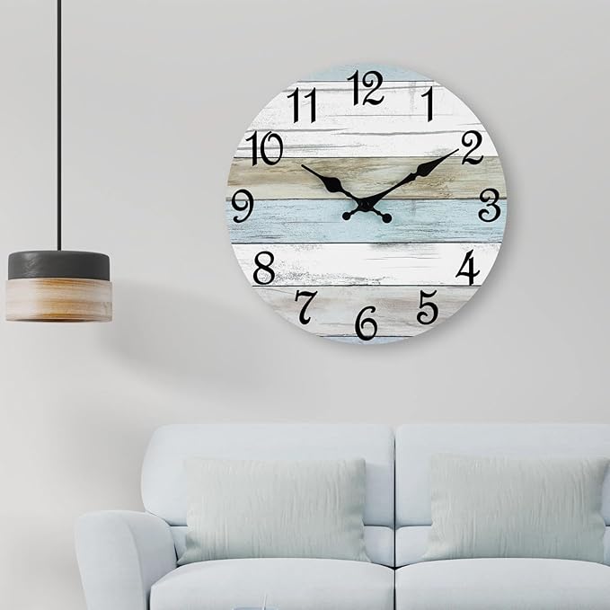 CHYLIN Wall Clock - 18 Inch Silent Non Ticking Wall Clocks Battery Operated, Larger Clock Decorative for Living Room, Kitchen (Blue)