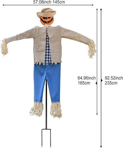 LarpGears Halloween 7.5 Feet Height Pumpkin Scary Scarecrow Ghost Decorations for Outdoor with Metal Stand Scarecrow Ghost Decor Flying Halloween Decorations for Garden and Yard