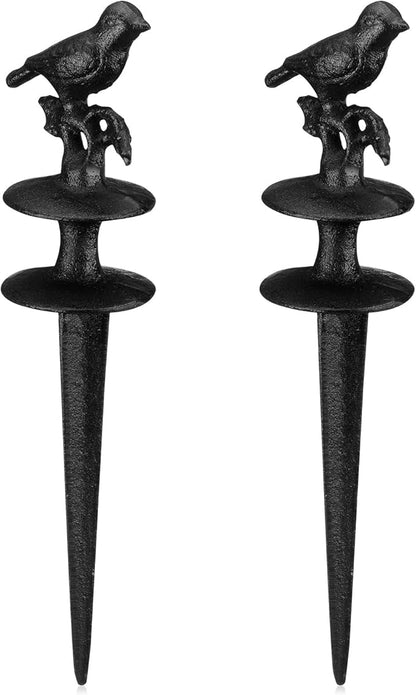 MorningRo 2 Pcs Garden Hose Guide Spike 12 Inch Heavy Duty Metal Hose Support Spike Aluminum Decorative Garden Stakes Protector to Keeps Flower Beds Plant Yard Lawn (Bird)