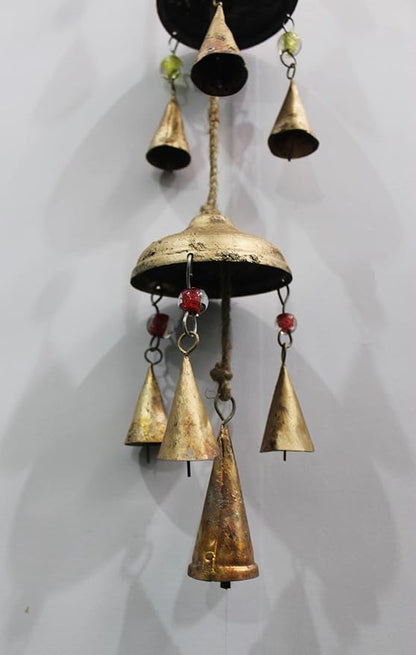 Mango Gifts 36 Inch Metal Bell Wind Chimes – Rustic Hanging Bells with Jute Rope for Indoor, Outdoor, Garden, Patio & Porch Décor
