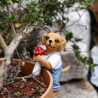 Dog Figure Plant Pot Hanger, Flower Pot Hugger, Resin Tortoise Statue, Funny Pot Huggers for Planters, Cute Climbing Tortoise Flower Pot Hugger, Garden Fence Balcony Patio Yard (Dog)