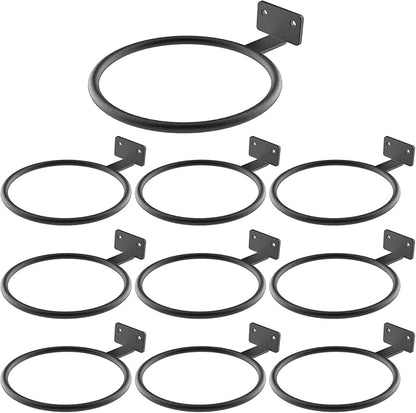 Wall Pot Holder Bulk 4in 10Pack Ring Plant Hanger, Metal Planter Hooks Wall Mounted Bracket Heavy Duty for Outdoor Indoor Black