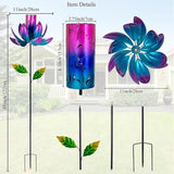 Stargarden Outdoor Wind Spinners with Solar Lantern, Solar Wind Sculptures & Spinners, Flower Shape Solar Windmill for Yard and Garden(Purple)