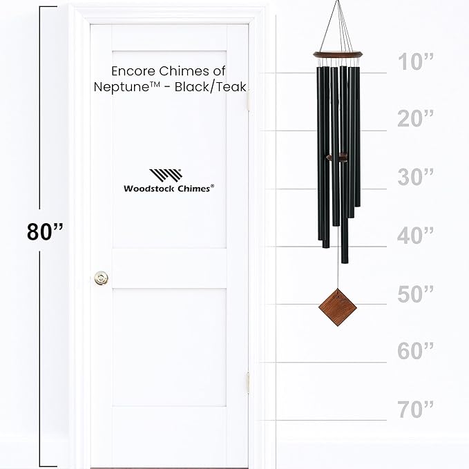 Woodstock Chimes Neptune Wind Chime for Outside 54" Large Black, Deep Tone Sound for Outdoor Garden, Patio, Porch Decor, Encore Collection DCKT54