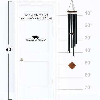 Woodstock Chimes Neptune Wind Chime for Outside 54" Large Black, Deep Tone Sound for Outdoor Garden, Patio, Porch Decor, Encore Collection DCKT54