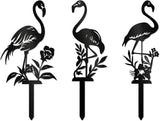 Metal Garden Stake Decor, Acrylic 2D Garden Decoration, Garden Accessories for Outdoor Indoor Yard Lawn Pot Plants (3PCS-Black)