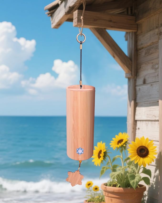 Bamboo Wind C-himes Japanese Wind C-himes for Sound Healing Meditation and Calming Emotions Classic Home Decoration Good Gift for Family Friends (Fm Chord) with Gift Box Wooden Wind Chimes