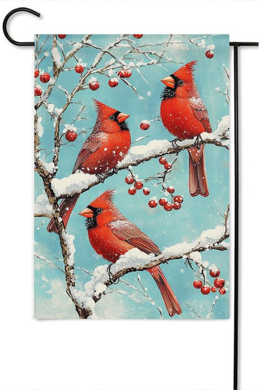 Gkyygk Red Cardinal Snow Welcome Garden Flag 12x18 Inch Double Sided Small Burlap Banners Yard House Seasonal Farmhouse Home Decor for Men Women