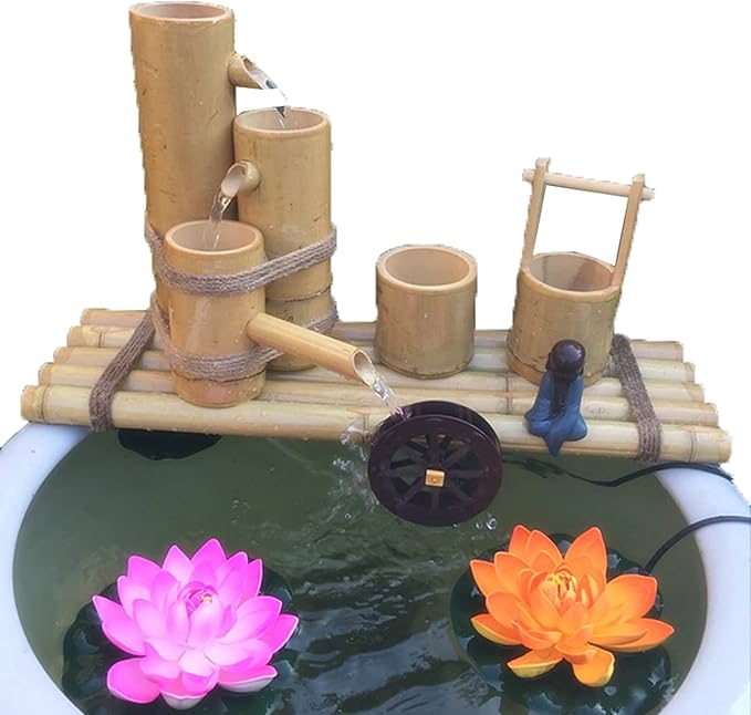 Garden Water Feature Water Features for The Garden Bird Bath Water Feature Pump Bamboo Fountains and Water Feature Gardens Add Luster to Your Or Backyard,Green,8(100Cm/39.3In)