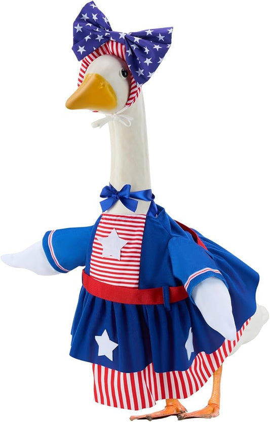 Patriotic Porch Goose Outfits for 23 Inch Lawn Statue, 4th of July Costume for Plastic/Cement Statue, Summer Sculpture Clothes for Garden Patio USA 250th Anniversary Decoration