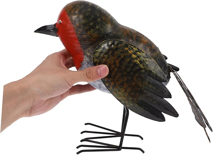 GANAZONO Small Metal Bird Statue Garden Iron Figurine for Outdoor Decor Sculpture for Patio and Rustic Home Decoration