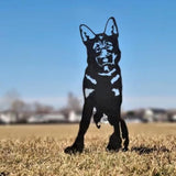 Dog Style Metal Puppy Silhouette Garden Statues French Bulldog/Doberman Pinscher Backyard Lawn Stakes, Festival Decorations & Yard Decor Iron Art (J)