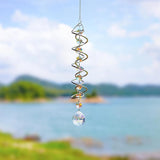 H&D HYALINE & DORA Gazing Ball Spiral Tail with AB Glass Ball Wind Spinner Spiral Hanging Rotating for Indoor Outdoor Decoration 20.5 Inch
