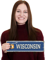 SmartSign 4 x 14 inch Forward With Wisconsin State Vintage Metal Sign, 40 mil Rustproof Aluminum with Clear Overcoat, Retro Wall Décor, Multicolor, Made in USA