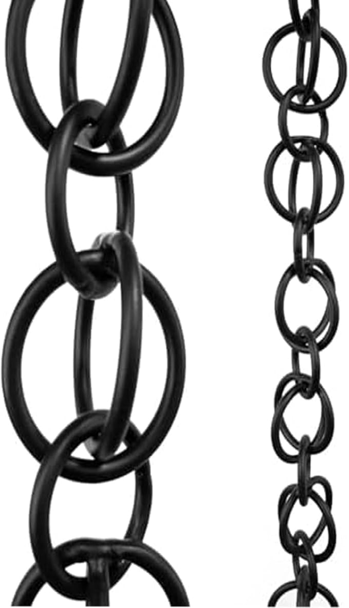 Rain Chains for Gutters Downspouts Outside-Decorative Rain Chain Metal Cups,Adjustable Hanging Rain Hutter Chain,Replacement for Downspout,Vintage Copper Rain Catcher matteblack-4m(13.2ft)