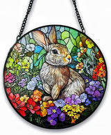Stained Glass Window Hanging, 6.3in Bunny Sun Catcher for Window, Cute Rabbit Decor for Home & Easter Decor, Stained Glass Suncatcher Gifts for Women Mom Friend, Mother's Day Birthday