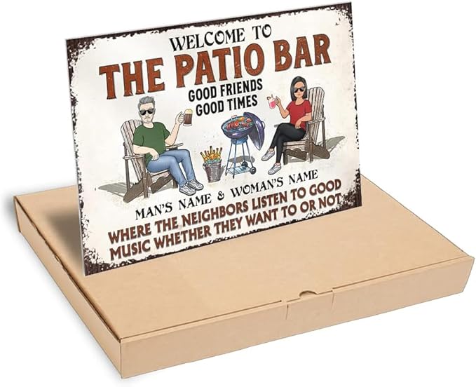 Custom Patio Backyard Metal Signs Where Neighbor Listen to Good Music Welcome Sign, personalized Retro Wall Decor for Home Gate Poolbar Balcony Basement Sign Gift tin signs vintage metal Funny Wall Decoration (The Deck)