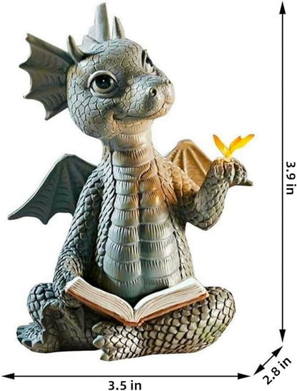 YWHWXB Garden Dragon Resin Sculpture,Lovely Outdoor Sculpture Ornaments,Garden Dragon Decor Statue for Home Patio Courtyard Lawn Decoration
