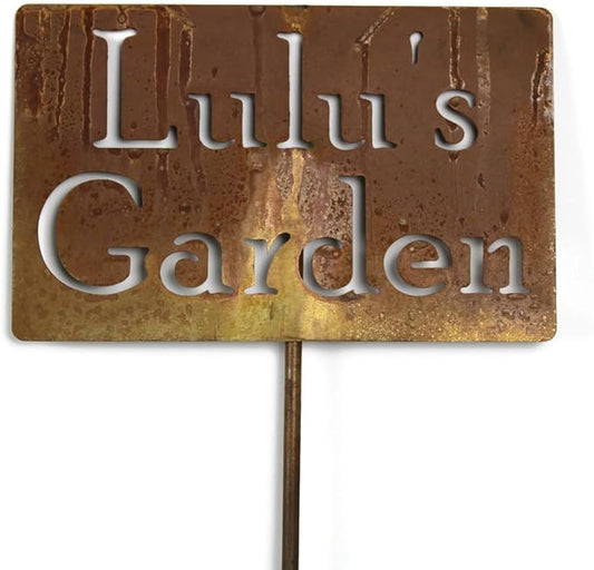 Classic Metal Garden Markers Clearance Items 20 to 33 Inches Tall (Lulu's Garden, Naturally Rusted)