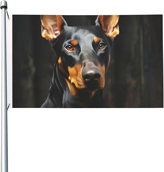 doberman Flag 3x5 Ft Outdoor Heavy Duty Double Sided Garden Flag Vivid Color and Fade proof - Yard Flags for Outside Holiday Banner with Grommets, Wall Art Hanging Poster