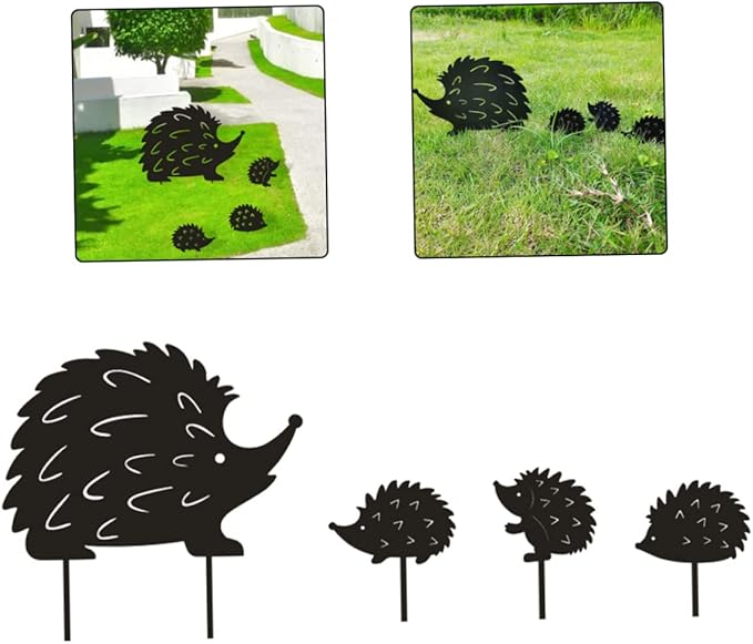 Hedgehog Wrought Iron Garden Stake Standing Metal Backyard Statue Animal Hollow Yard Ornament, Metal Hollow Yard Ornament, Wrought Iron Decoration, Animal Stake Yard Arts Crafts