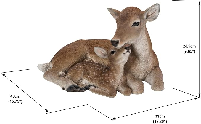 Cuddling Mother and Baby Deer Garden Statue