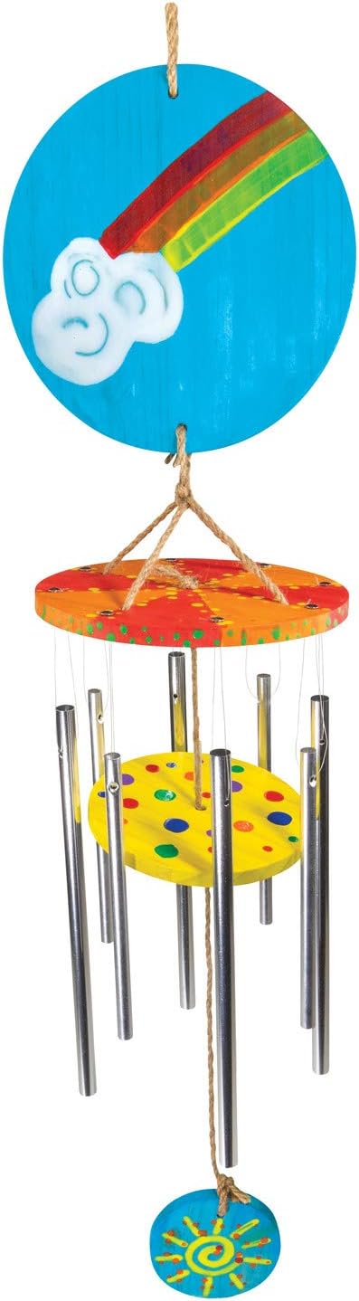 MindWare Make Your Own Wind Chime Craft Kit – Makes 1 Wind Chime, Includes 13 Paint Colors, 3 Brushes and Instructions