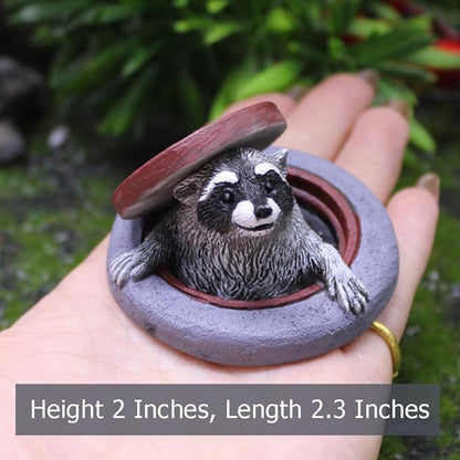 OULIGET Raccoon Garden Statue Ornament,Miniature Simulation Small Animal Resin Sculpture,Cute Flower Pot Fairy Garden Micro Landscape Accessories, Lifelike Decor for Yard Patio