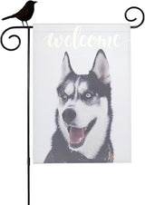 Mugod Siberian Husky Garden Flag Funny Dog Yard Flags Vertical Double Sided 12.5x18 Inch Small Flag Burlap Banners Home Decorative Outdoor Villa Patio Lawn