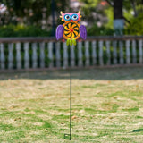 Oak & Lore Colorful Owl Wind Spinners Outdoor Metal Garden Wind Sculptures & Spinners with Stakes for Patio, Lawn, Backyard Outdoor Decor