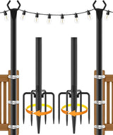 NUERPO String Light Poles,Metal Poles for Hanging Outdoor Light Strings,2 Pack 10 FT Light Poles Stand for Outside Garden,Patio,Wedding,Backyard,Deck,Party