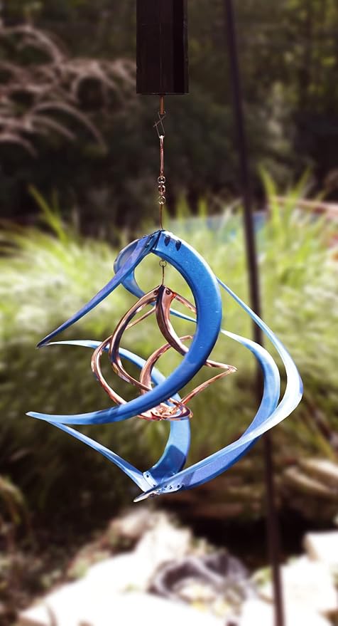 Red Carpet Studios The Original Cosmix Deluxe Helix Wind Spinner, Medium 14-Inch, Double Blue & Copper
