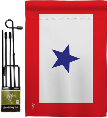 Blue Star Flag For Military Family Deployment With Pole Set Stand Outside House Bandera Door Yard Post Home Taprstry Wall Grave Decorations For Cemetery Service Porch Decor Memorial Veteran Day Gifts