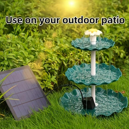 HEERTTOGO 1Pc of 3-Layer Bird Bath with Solar Pump, DIY Solar Fountain, Detachable, Suitable for Bird Bath, Garden, Outdoor Bird Feeder, 3-Layer Flowing Fountain, Swimming Pool Decoration Accessories