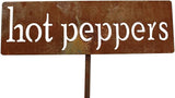 Classic Metal Garden Markers 19 Inches Tall (hot peppers, Naturally Rusted)