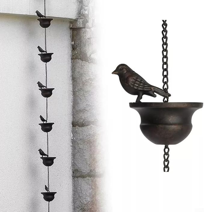 Decorative Metal Bird Rain Chain for Balconies and Porches Transform Your For Outdoor Area into a Relaxing Retreat