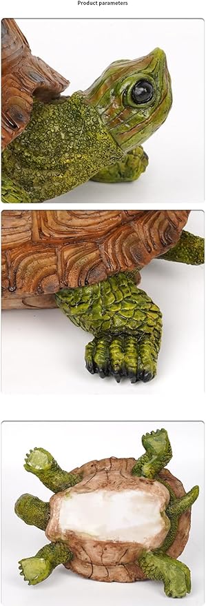 Garden Outdoor Turtle Statue, Resin Garden Sculptures Turtle Decor Realistic Tortoise Figurine for Outdoor Courtyard, Lawn Landscape, Pond,Festival and Birthday Gifts (Green-Left)