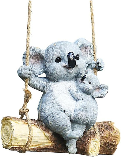 Hanging Koala, Animal Garden Statue, Funny Swing Koala Bear Sculpture, Decor for Indoor Outdoor Patio Yard Lawn House