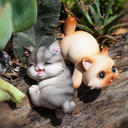 Cat Flower Pot Huggers for Flower Pots, Cute Plant Pot Hanger Ornaments, Funny Plant Decorations for Pots, Resin Cat Figurines for Garden Planters Edge Hanging Decor (C)