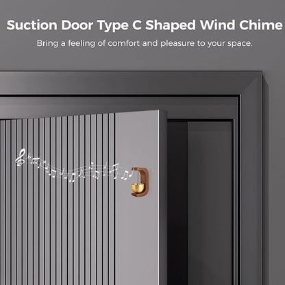 Wooden C Shaped Wind Chime, 3 Pcs Suction Door Type Solid Wood Bells, Adsorbent Walnut Doorbells with Metal Accents, Shopkeepers Bells, Modern Decorative Chimes for Homes, Gardens