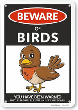 SmartSign Funny Beware Of Birds Warning Sign - 10"x7", 40 mil Laminated Rust-free Aluminum - Metal Signs for Wall Decor, Outdoors, Garden, Patio, Gifts, Cafe - Birds Theme, Made in USA