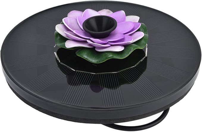 Milltrip Flower Solar Fountain, Floating Solar Powered Water Feature for Bird Bath, Garden Pond & Outdoor Decor (Purple)