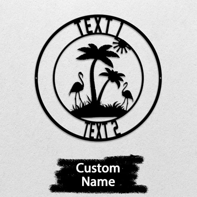 MeMate Flamingo Metal Sign for Outdoor Decor - Personalized Backyard Patio, Custom Name for Porch, Deck - 8-24 in Large Outside Decor - Housewarming Gifts for Family Friends