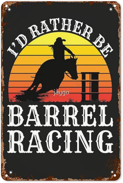 Vintage Tin Metal Sign I D Rather Berel Racings 8x12 Inch Retro Wall Decor for Home,Patio,Yard,Office,Funny Quotes and Motivational Sayings