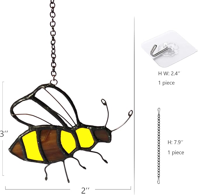 Bee Suncatcher Colored Glass Window Hanging Bee Ladies Mother Lover Grandmother Decorations and Birthday Gifts