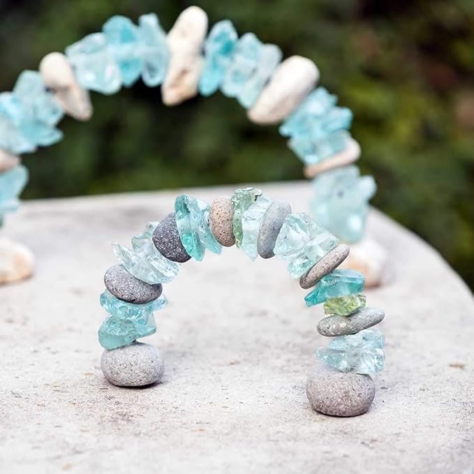 Garden Age Supply Mini Stone and Glass Rock Cairn Arch Sculpture - Decorative Home Accent - Zen Decor - Natural Art