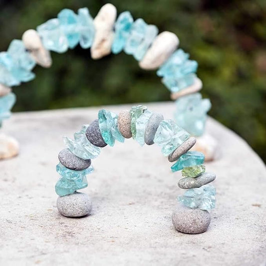 Garden Age Supply Mini Stone and Glass Rock Cairn Arch Sculpture - Decorative Home Accent - Zen Decor - Natural Art