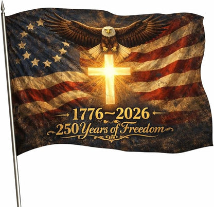 US 250 Flag – 250th Anniversary USA Double Sided 3-Ply Outdoor Flag, We The People 1776-2026 Patriotic Yard & House Banner for 4th of July (5, 4X6)