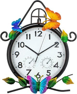 15'' Large Outdoor Clock, Wall Clock with Thermometer & Humidity Silent No-Ticking Outdoor Clocks Waterproof for Patio, Living Room, Kitchen