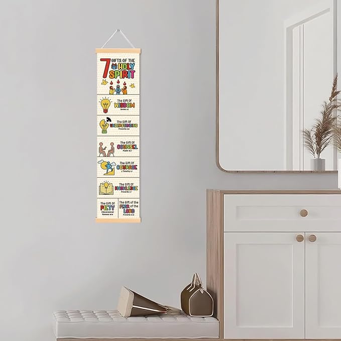 Gifts of the Holy Spirit Banner, Church Banner, Christian Rustic Hanging Door Flag, Farmhouse Decorations Outdoor Indoor, Church Activity Decor, Bible Lesson, Scripture and Words Decorations